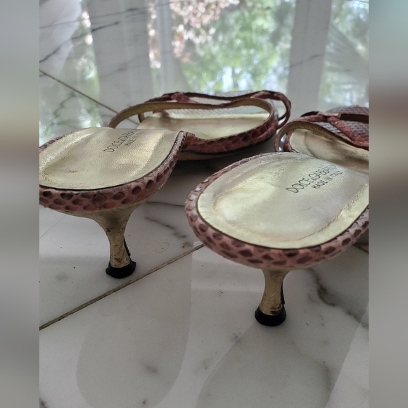 DOLCE&GABBANA- size 10-SANDALS - PINK SNAKE SKING - Picture 3 of 5